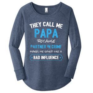 Funny Grandpa Shirts, Papa Partner In Crime Dad Women's Perfect Tri Tunic Long Sleeve Shirt