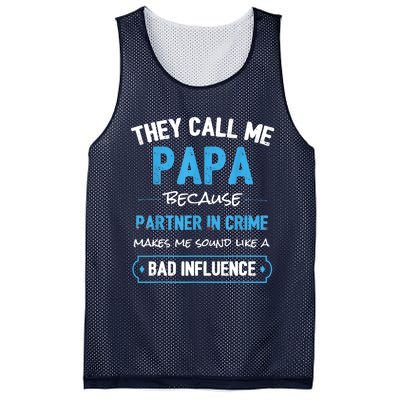 Funny Grandpa Shirts, Papa Partner In Crime Dad Mesh Reversible Basketball Jersey Tank