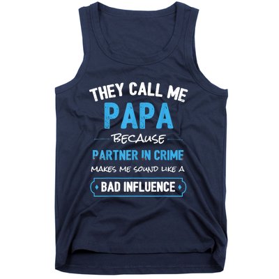 Funny Grandpa Shirts, Papa Partner In Crime Dad Tank Top