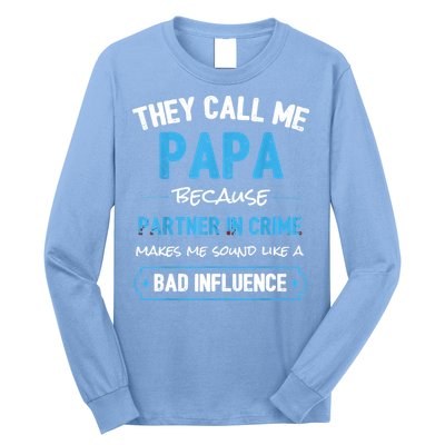 Funny Grandpa Shirts, Papa Partner In Crime Dad Long Sleeve Shirt