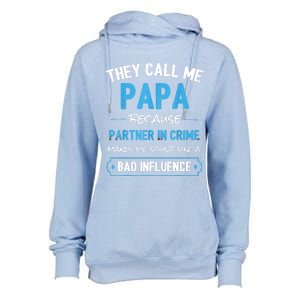 Funny Grandpa Shirts, Papa Partner In Crime Dad Womens Funnel Neck Pullover Hood