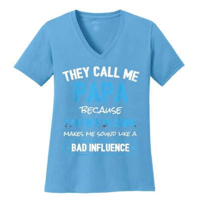 Funny Grandpa Shirts, Papa Partner In Crime Dad Women's V-Neck T-Shirt