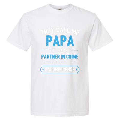 Funny Grandpa Shirts, Papa Partner In Crime Dad Garment-Dyed Heavyweight T-Shirt