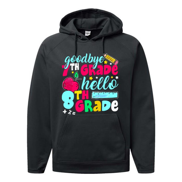 Funny Goodbye Seventh Grade Hello 8th Grade Cute 1st Day Performance Fleece Hoodie