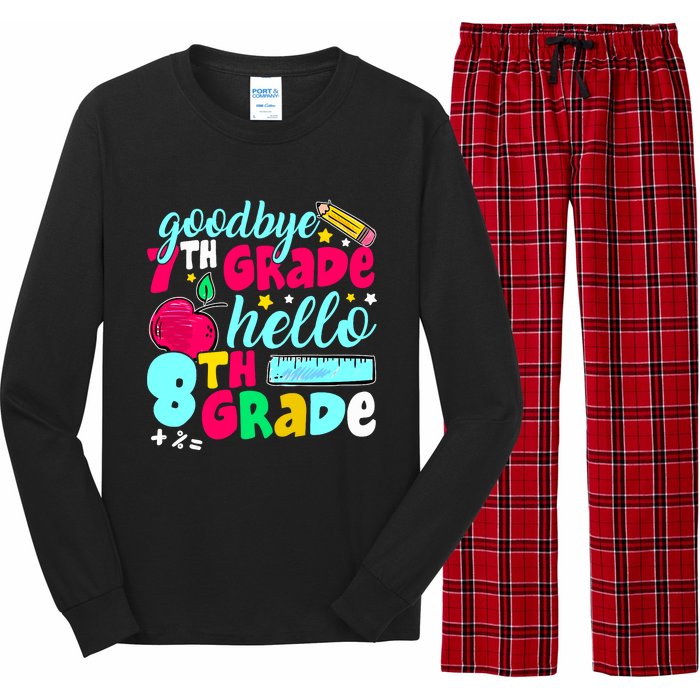 Funny Goodbye Seventh Grade Hello 8th Grade Cute 1st Day Long Sleeve Pajama Set