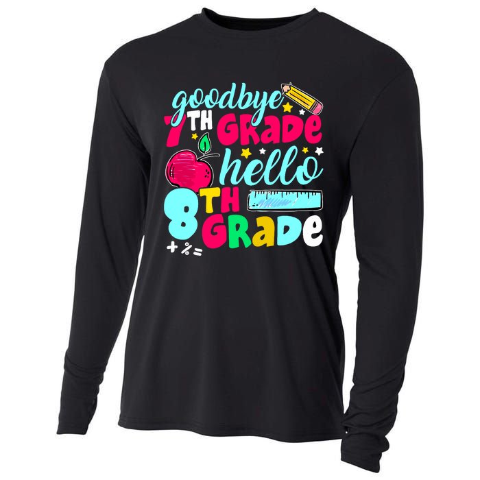 Funny Goodbye Seventh Grade Hello 8th Grade Cute 1st Day Cooling Performance Long Sleeve Crew