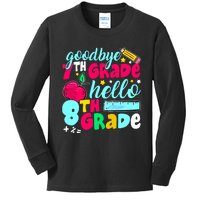 Funny Goodbye Seventh Grade Hello 8th Grade Cute 1st Day Kids Long Sleeve Shirt