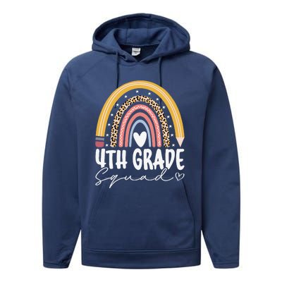 Fourth Grade Squad 4th Grade Team Retro First Day Of School Performance Fleece Hoodie