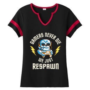 Funny Gamer Skeleton Online Gaming Computer Video Games Gift Ladies Halftime Notch Neck Tee