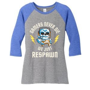 Funny Gamer Skeleton Online Gaming Computer Video Games Gift Women's Tri-Blend 3/4-Sleeve Raglan Shirt