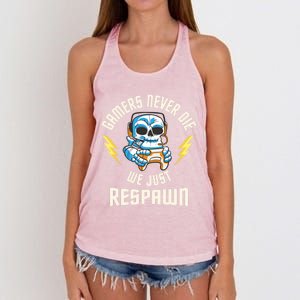 Funny Gamer Skeleton Online Gaming Computer Video Games Gift Women's Knotted Racerback Tank