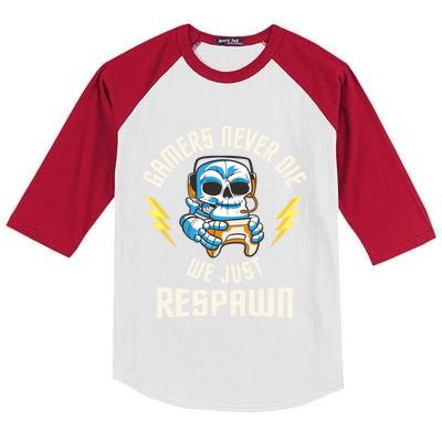 Funny Gamer Skeleton Online Gaming Computer Video Games Gift Kids Colorblock Raglan Jersey