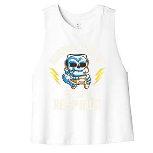 Funny Gamer Skeleton Online Gaming Computer Video Games Gift Women's Racerback Cropped Tank