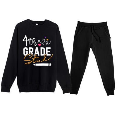 Fourth Grade Stud Gift Premium Crewneck Sweatsuit Set