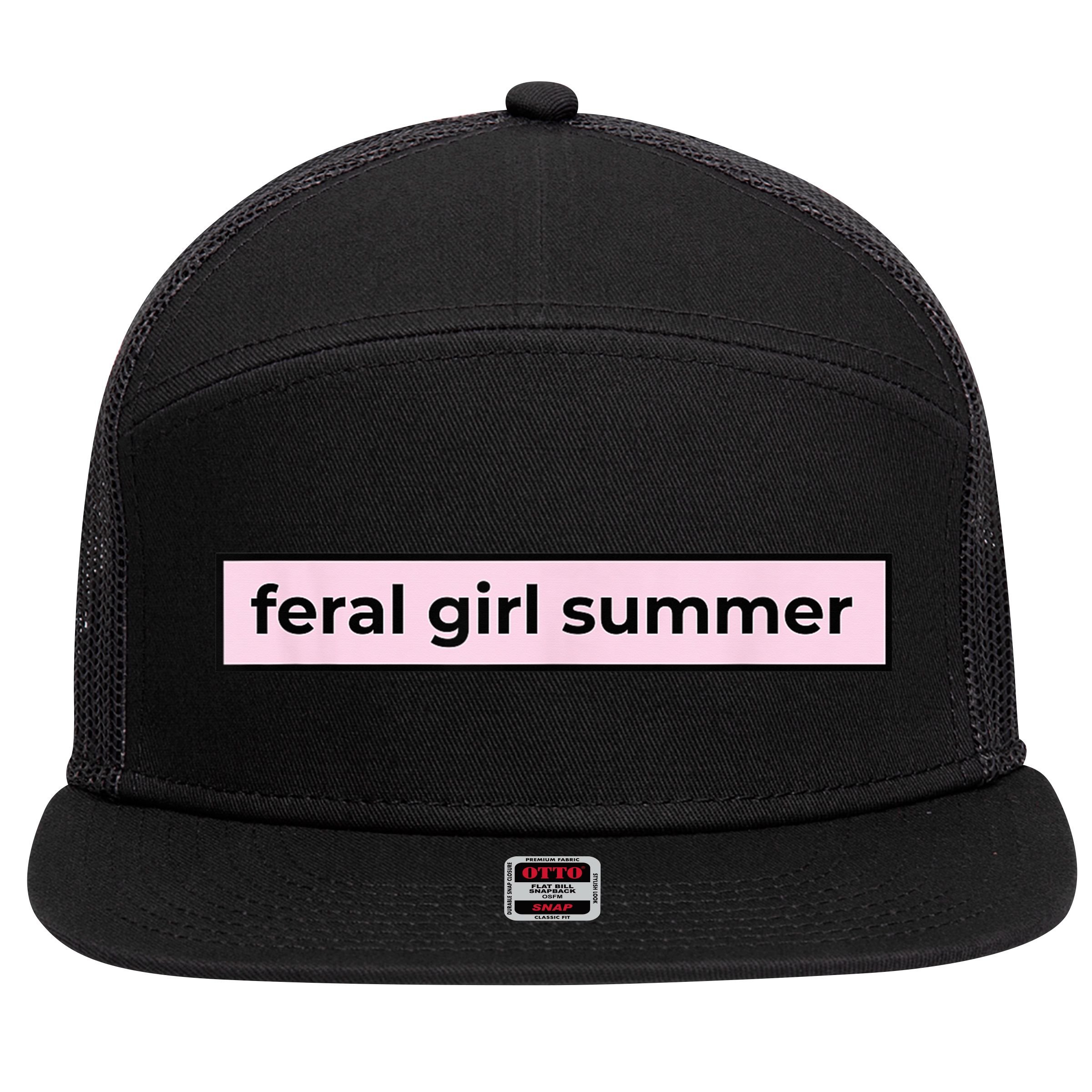 feral girl summer 7 Panel Mesh Trucker Snapback Hat