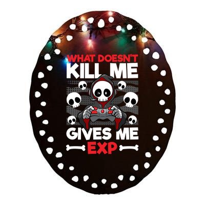 Funny Gamer Skeleton Bones Cute Video Gaming Exp Quote Meaningful Gift Ceramic Oval Ornament