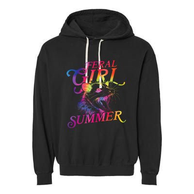 Feral Girl Summer Funny Garment-Dyed Fleece Hoodie