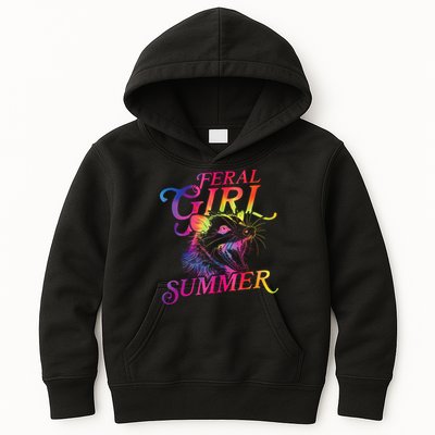 Feral Girl Summer Funny Kids Hoodie