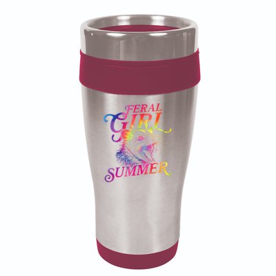 Feral Girl Summer Funny 16oz Travel Tumbler