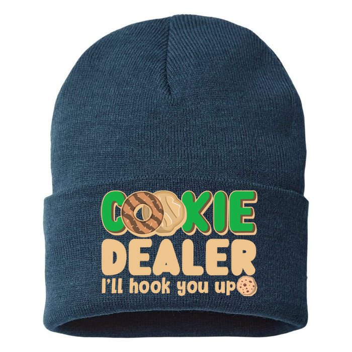 Funny Girl Scout Cookie Dealer I'll Hook You Up Sustainable Knit Beanie