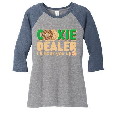 Funny Girl Scout Cookie Dealer I'll Hook You Up Women's Tri-Blend 3/4-Sleeve Raglan Shirt