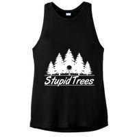 Funny Golfer Stupid Trees Ladies PosiCharge Tri-Blend Wicking Tank