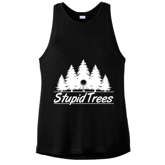 Funny Golfer Stupid Trees Ladies PosiCharge Tri-Blend Wicking Tank