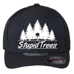 Funny Golfer Stupid Trees Flexfit Unipanel Trucker Cap