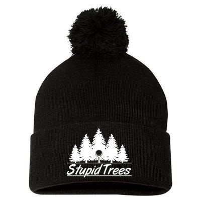 Funny Golfer Stupid Trees Pom Pom 12in Knit Beanie