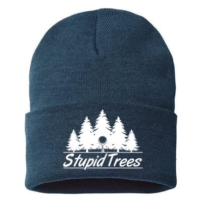 Funny Golfer Stupid Trees Sustainable Knit Beanie