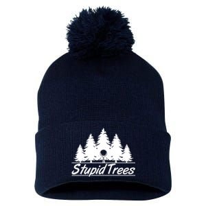 Funny Golfer Stupid Trees Pom Pom 12in Knit Beanie