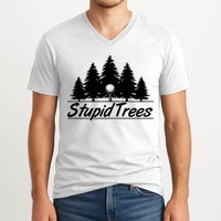 Funny Golfer Stupid Trees V-Neck T-Shirt