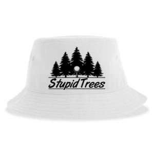 Funny Golfer Stupid Trees Sustainable Bucket Hat