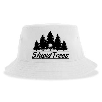 Funny Golfer Stupid Trees Sustainable Bucket Hat