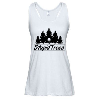 Funny Golfer Stupid Trees Ladies Essential Flowy Tank