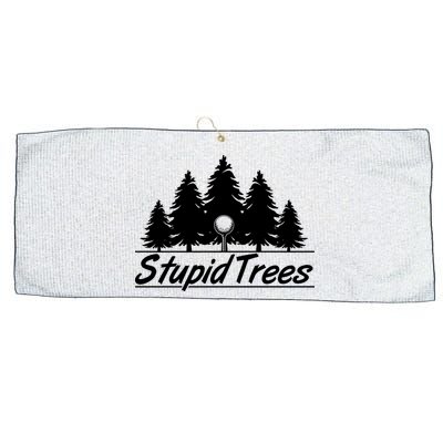 Funny Golfer Stupid Trees Large Microfiber Waffle Golf Towel