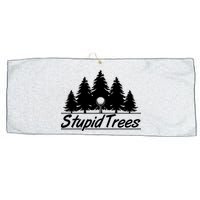Funny Golfer Stupid Trees Large Microfiber Waffle Golf Towel