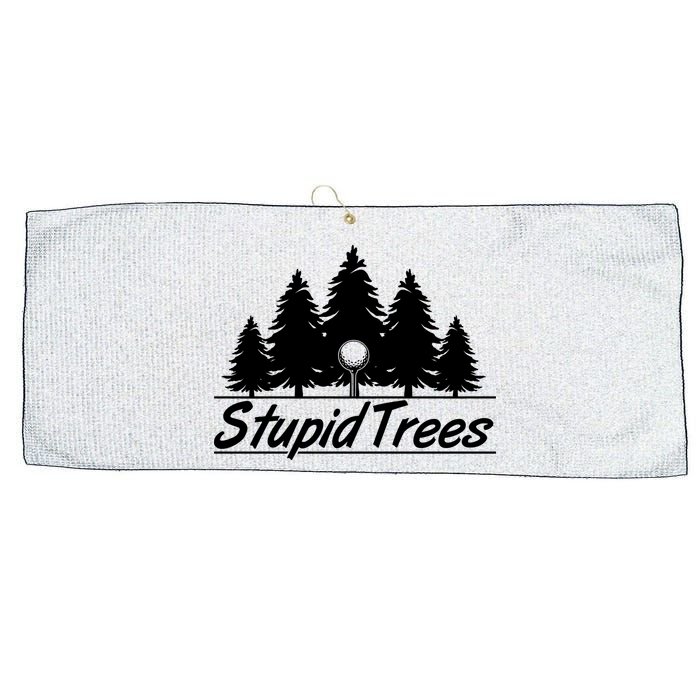 Funny Golfer Stupid Trees Large Microfiber Waffle Golf Towel