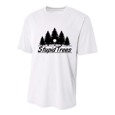 Funny Golfer Stupid Trees Youth Performance Sprint T-Shirt