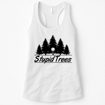 Funny Golfer Stupid Trees Womens Tank Top