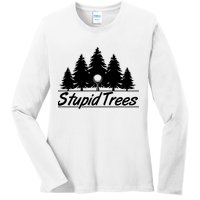 Funny Golfer Stupid Trees Ladies Long Sleeve Shirt