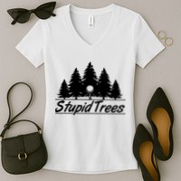 Funny Golfer Stupid Trees Women's V-Neck T-Shirt