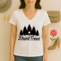 Funny Golfer Stupid Trees Women's V-Neck T-Shirt