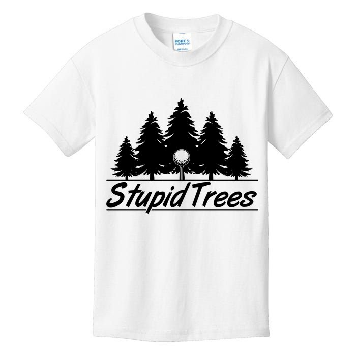 Funny Golfer Stupid Trees Kids T-Shirt