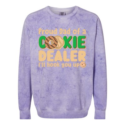 Funny Girl Scout Proud Dad Of A Cookie Dealer I'll Hook You Up Colorblast Crewneck Sweatshirt