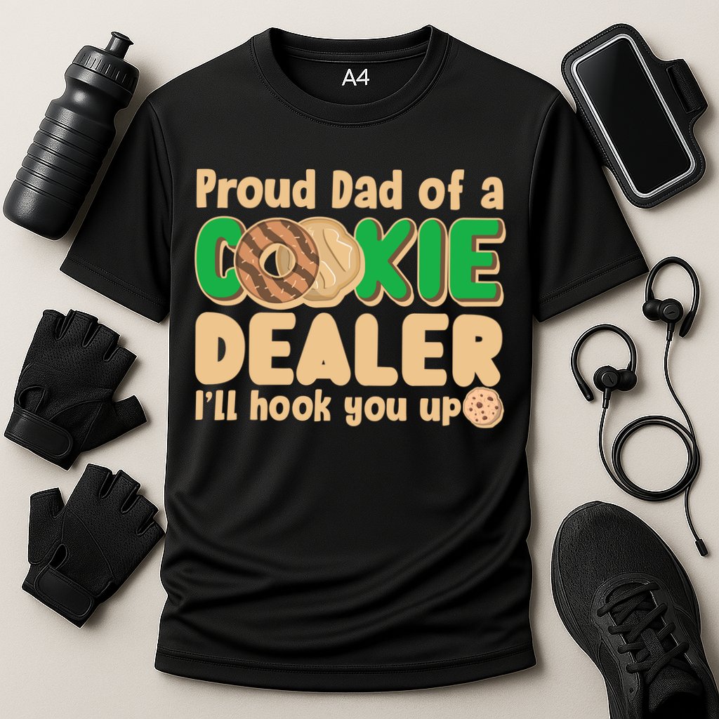 Funny Girl Scout Proud Dad Of A Cookie Dealer I'll Hook You Up Cooling Performance Crew T-Shirt