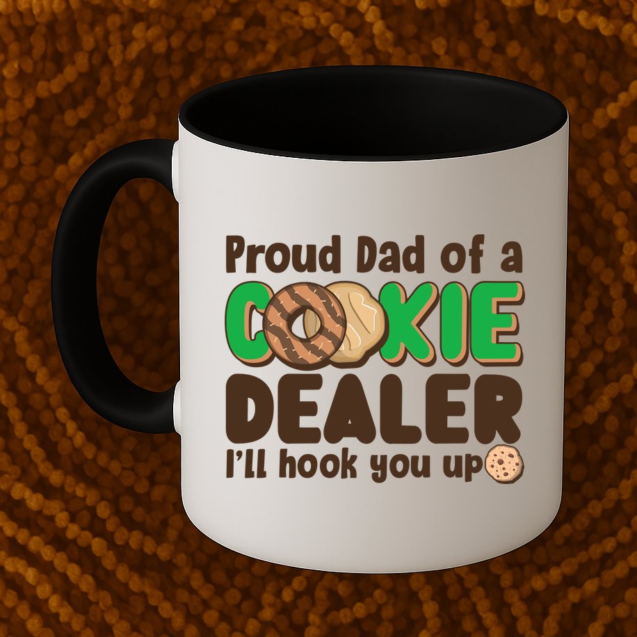 Funny Girl Scout Proud Dad Of A Cookie Dealer I'll Hook You Up Mug
