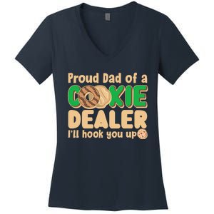 Funny Girl Scout Proud Dad Of A Cookie Dealer I'll Hook You Up Women's V-Neck T-Shirt