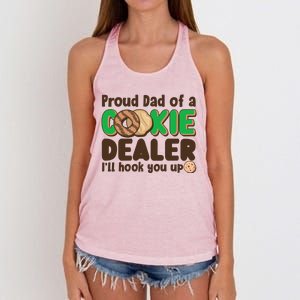 Funny Girl Scout Proud Dad Of A Cookie Dealer I'll Hook You Up Women's Knotted Racerback Tank