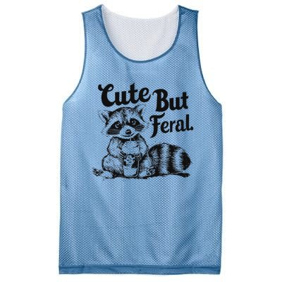 Feral Girl Summer Funny Meme Cute But Feral Raccoon Vacation Mesh Reversible Basketball Jersey Tank